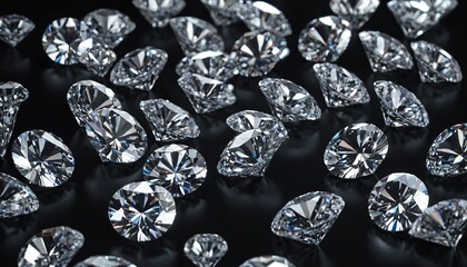 Realistic diamonds on black background
