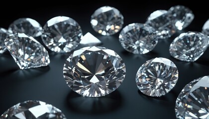 Realistic diamonds on black background
