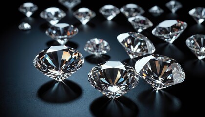 Realistic diamonds on black background
