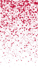 Red hearts scattered on white background.
