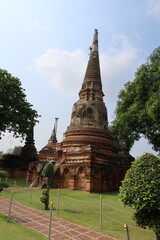 Wat Yai Chai Mongkhon a buddhist temple in Ayutthaya thailand with a huge reclining Buddha &...