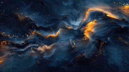 Cosmic landscape with golden light