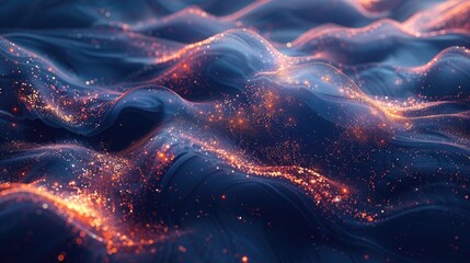 Abstract waves with glowing highlights
