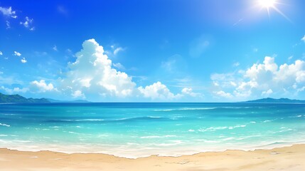 Fototapeta premium Summer Beach Japanese Anime Style Poster Wallpaper