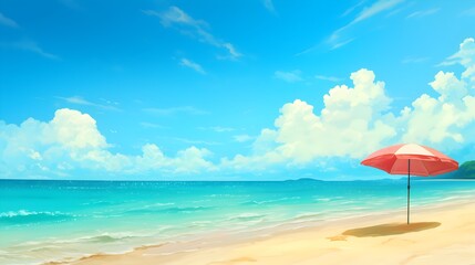 Summer Beach Japanese Anime Style Poster Wallpaper