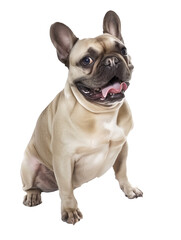 Obraz premium Full body shot of French Bulldog dog, sitting, smiling.