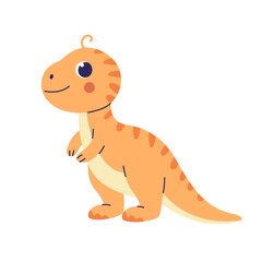 Childrens dinosaurs. Yellow dino isolated on white background. Animal character in childish style.