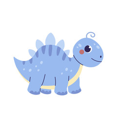 Childrens dinosaurs. Blue stegosaurus isolated on white background. Dino character in childish style