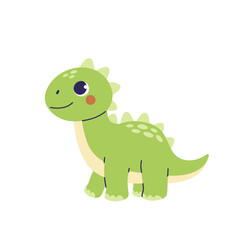Childrens dinosaurs. Cute green dino isolated on white background. Ancient animal character in childish style