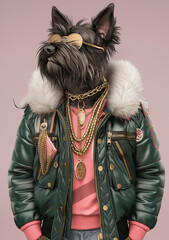 Anthropomorphic dogs wearing fashion, dog fashion shows, dog fashion shot, animals wearing fashion, animal fashion shows, animal fashion shot,