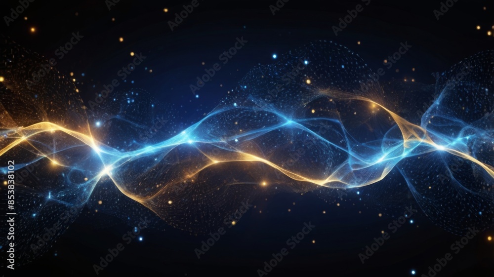 Leinwandbilder abstract background featuring clusters of glowing particles representing data packets moving through a network