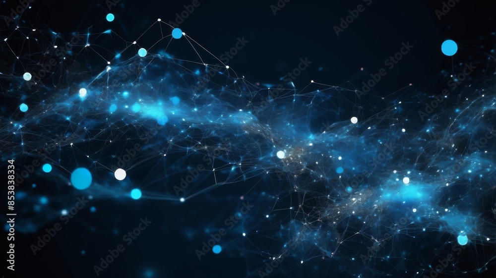 Aufkleber abstract background featuring clusters of glowing particles representing data packets moving through a network