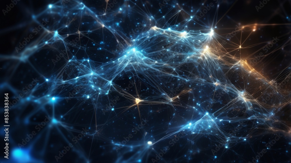 Aufkleber abstract background featuring clusters of glowing particles representing data packets moving through a network