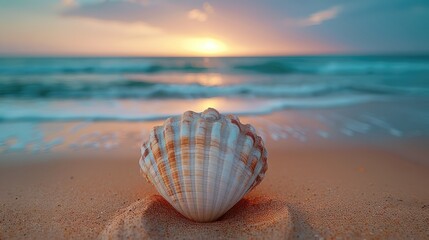 Obraz premium shell on the beach HD 8K wallpaper Stock Photographic Image 