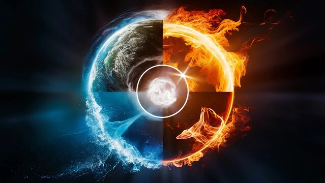 The four elements of nature in a breathtaking creative design. All four elements forming a circular