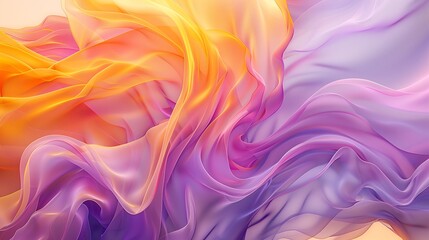 Obraz premium An abstract background with swirling shapes in soft pastel colors of purple, yellow and orange, creating an ethereal atmosphere