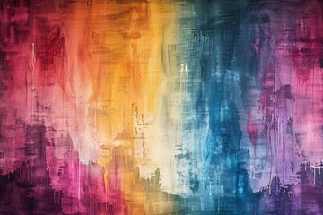 Rainbow colored painting on wall