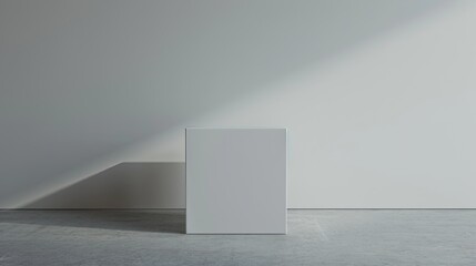 Fototapeta premium Single White Cube on Gray Surface