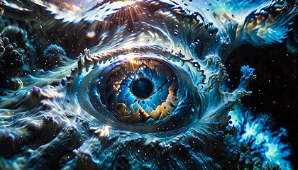 incredible abstraction under water, an eye from the depths of the ocean