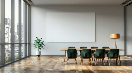 Modern Conference Room with City View, Generative AI