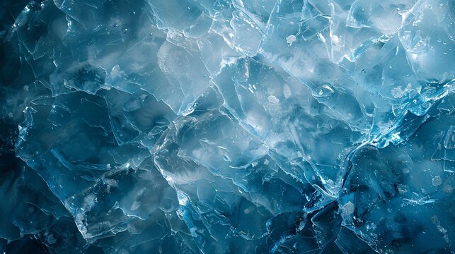 Blue and white ice surrounded by water