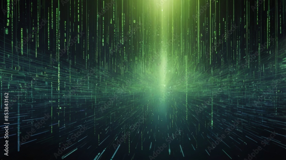 Poster Design an abstract background inspired by the iconic falling code from The Matrix