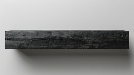 A black shelf with a white background