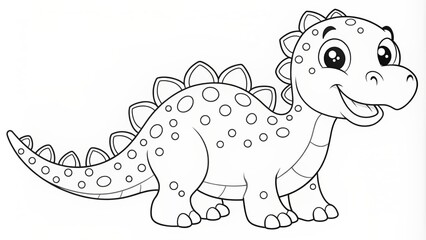 Fototapeta premium Line Drawing of Dinosaur. Coloring Dinosaur. Children's coloring books.