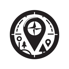 Silhouette of Location Pin Icon Isolated in White