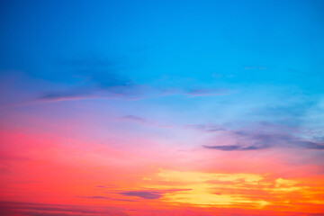 Beautiful , luxury soft gradient orange gold clouds and sunlight on the blue sky perfect for the background, take in everning,Twilight, Large size, high definition landscape photo