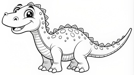 Line Drawing of Dinosaur. Coloring Dinosaur. Children's coloring books.