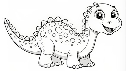 Fototapeta premium Line Drawing of Dinosaur. Coloring Dinosaur. Children's coloring books.