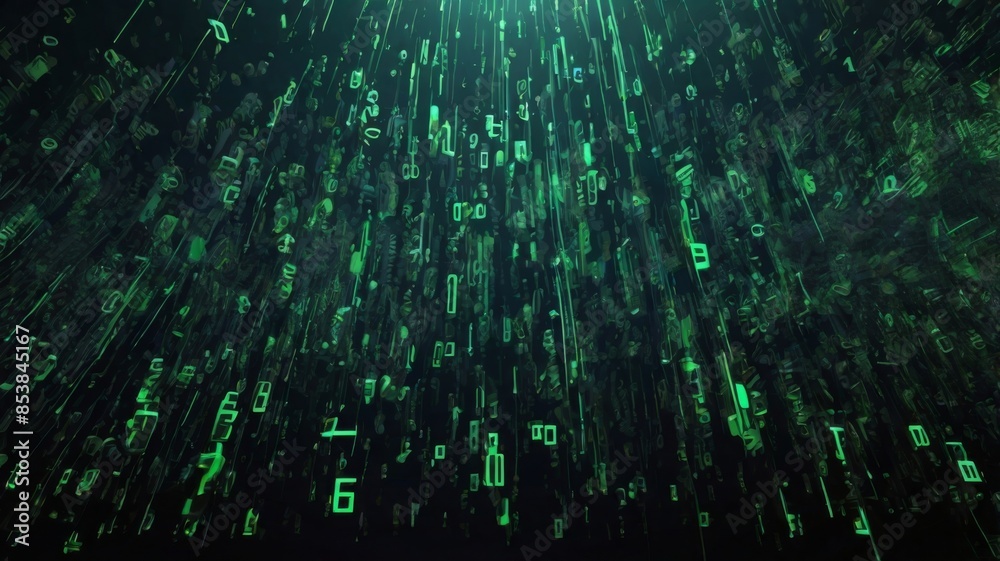 Aufkleber Design an abstract background inspired by the iconic falling code from The Matrix
