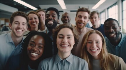 Diverse business team, A team of people from different cultures in an office having fun taking a group photo. Fun work environment. Happy people at work.