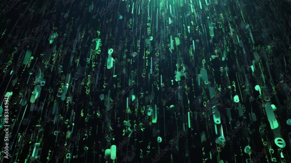Aufkleber Design an abstract background inspired by the iconic falling code from The Matrix