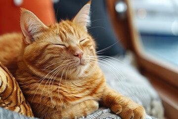 Cute fluffy cat is sitting professional photography