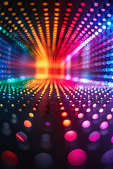 colorful dots in perspective creating a tunnel effect with a vibrant futuristic look
