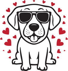 Labrador Dog Sunglasses Love Hearts Vector