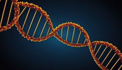 3D render dna strands helix molecule experiment illustration against a dark blur background