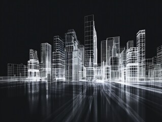 Urban landscape with buildings and streets under lights, suitable for use in illustrations about cities, urban life, or nighttime scenes