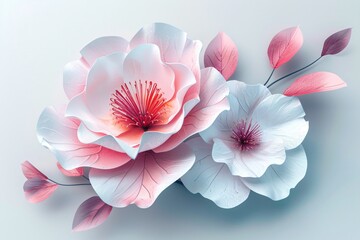 Fototapeta premium Pair of paper flowers on table