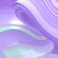 Smooth wave of neon colored fabric stripes. 3d rendering abstract background. Digital illustration