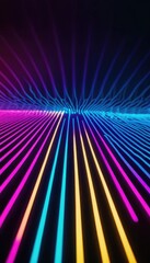Fototapeta premium Colorful neon light waves in motion, blending pink, blue, and purple hues to form a captivating and modern digital art piece