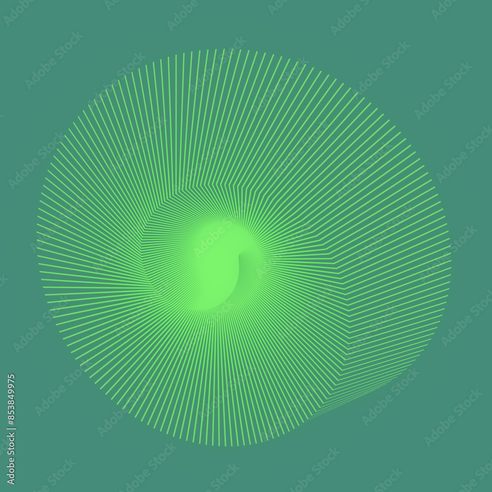 Poster Abstract illustration with a blue background and a spiral pattern of stripes. 3d rendering