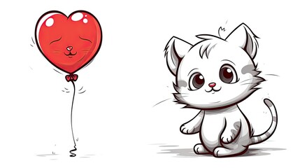 Obraz premium cat and balloon