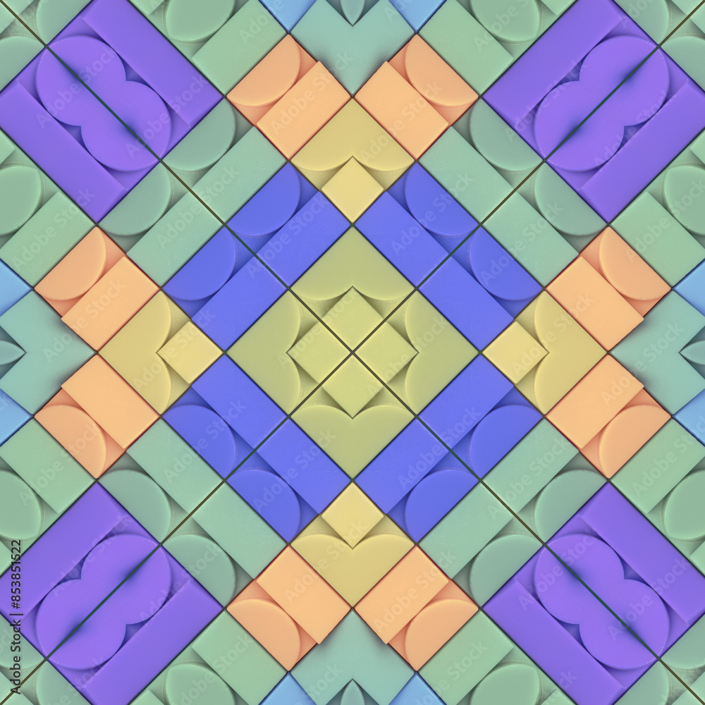 Poster A symmetrical pattern of intertwined geometric shapes. 3d rendering digital illustration