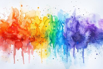 Fototapeta premium Rainbow paint on white paper