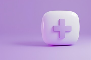 Obraz premium 3D Medical Chat Bubble Icon with Plus Symbol in Isometric View on Purple Background
