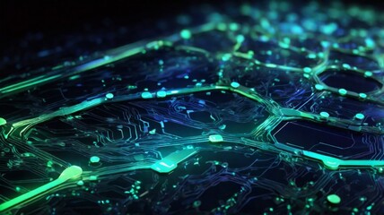 Fototapeta premium abstract background featuring a detailed circuit board design with glowing pathways and nodes