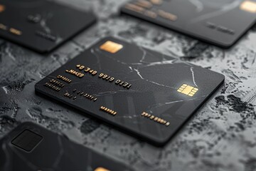 Close-up of black-gold credit card on table